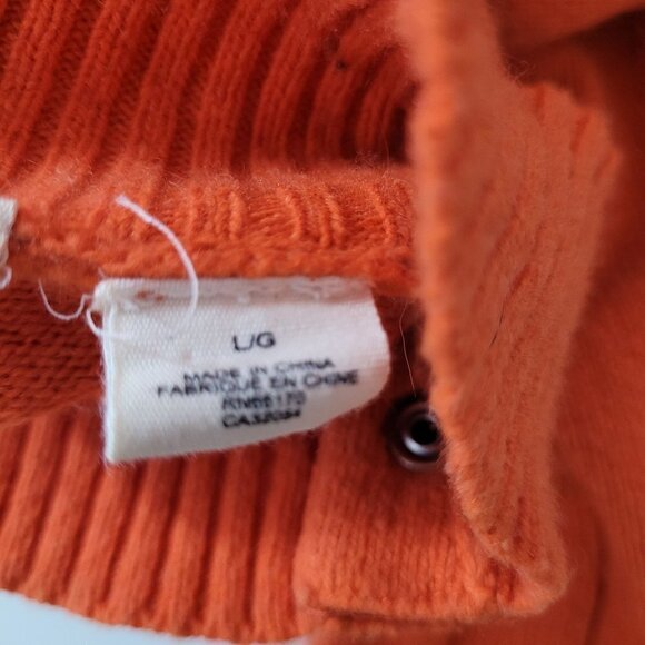 MOTH Anthropologie Pumpkin Orange Mock Neck Snap‎ Sleeve Sweater - Picture 6 of 8